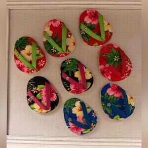 Hibiscus Hula Flip Flop Wine glass Coasters NWT set of 8